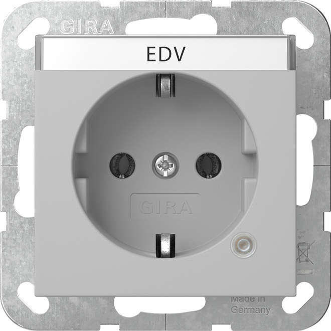 1St. Gira 4452015 SCHUKO-Steckdose 16A 250V mit Kontrolllicht und Beschriftungsfeld, Grau matt