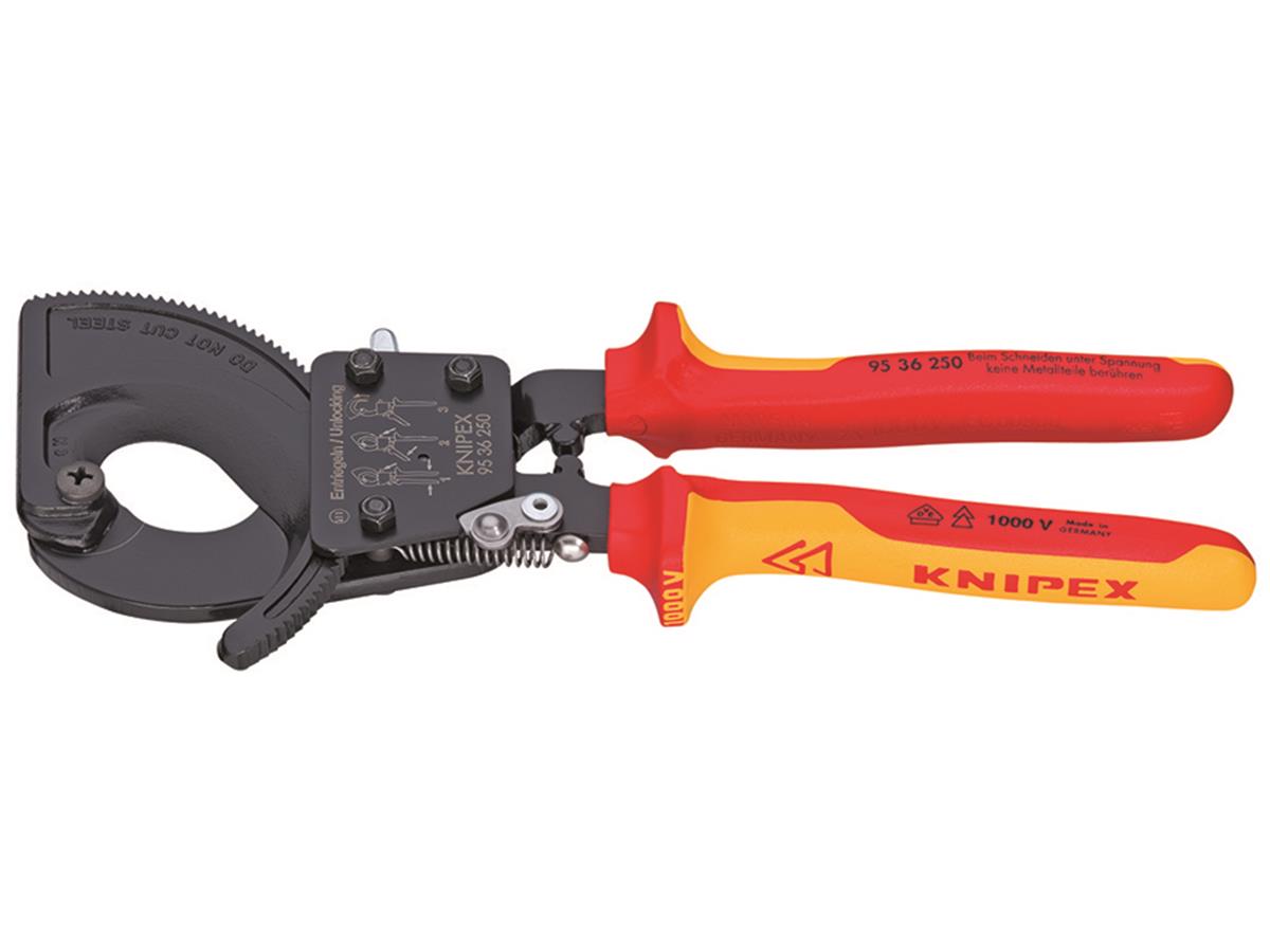 1St. Knipex 95 36 250 Ratschenkabelschneider bis d= 32 mm / 240 mm², VDE-geprüft nach DIN EN 60 900, 1000 V 250 mm