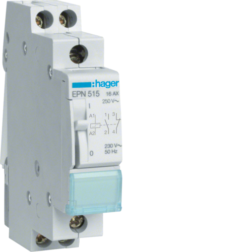 1St. Hager EPN515 Fernschalter 1 Schließer und 1 Öffner 230V AC 110V DC 16A 1PLE