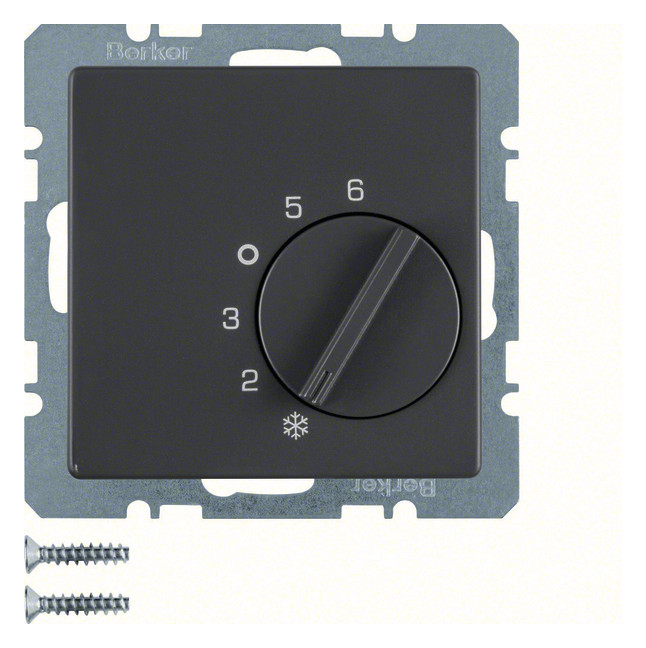 1St. Berker 20266086 Temperaturregler mit Wechsler und Zentralstück Q.1/Q.3 anthrazit samt