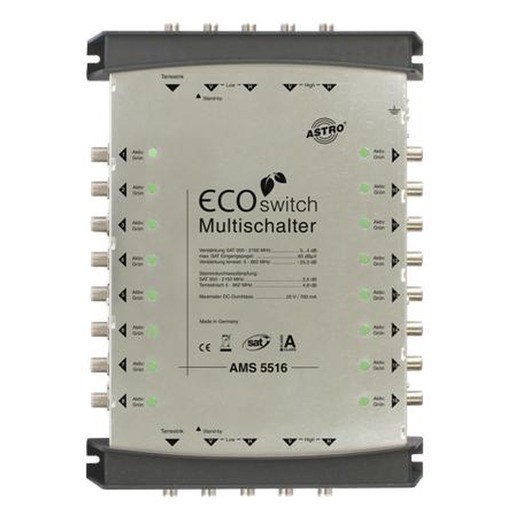 1St. Astro 00360584 Kaskadierbarer Multischalter für das AMS 5er Ecoswitch-System (Erweiterungsgerät), 5 Eingänge für eine Satellitenposition plus Terrestrik, 16 Teilnehm AMS 5516 ECOswitch