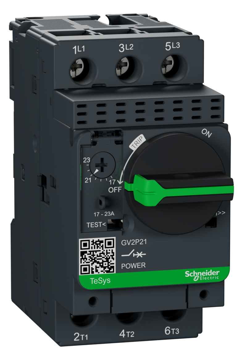 1St. Schneider Electric GV2P21 Motorschutzschalter, 3p, 17-23A, Drehantrieb, Schraubanschluss