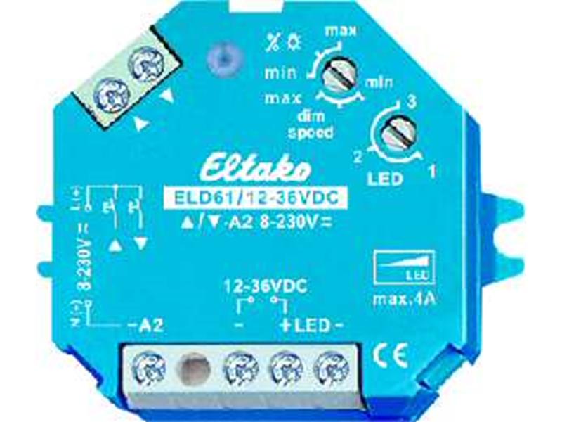 1St. Eltako ELD61/12-36V DC LED-Dimmschalter 12-36V DC. Power MOSFET für LED-Lampen 12-36V DC bis 4A 61100865