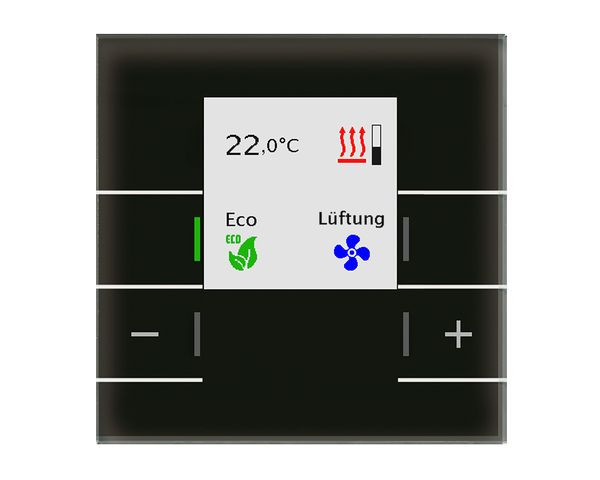 1St. MDT Glas Raumtemperaturregler SCN-RTRGS.02 mit Farbdisplay, Schwarz