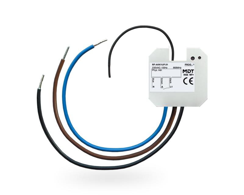 1St. MDT Funk Schaltaktor 1-f. RF-AKK1UP.01 KNX RF+ 230VAC mit monostabilen Relais