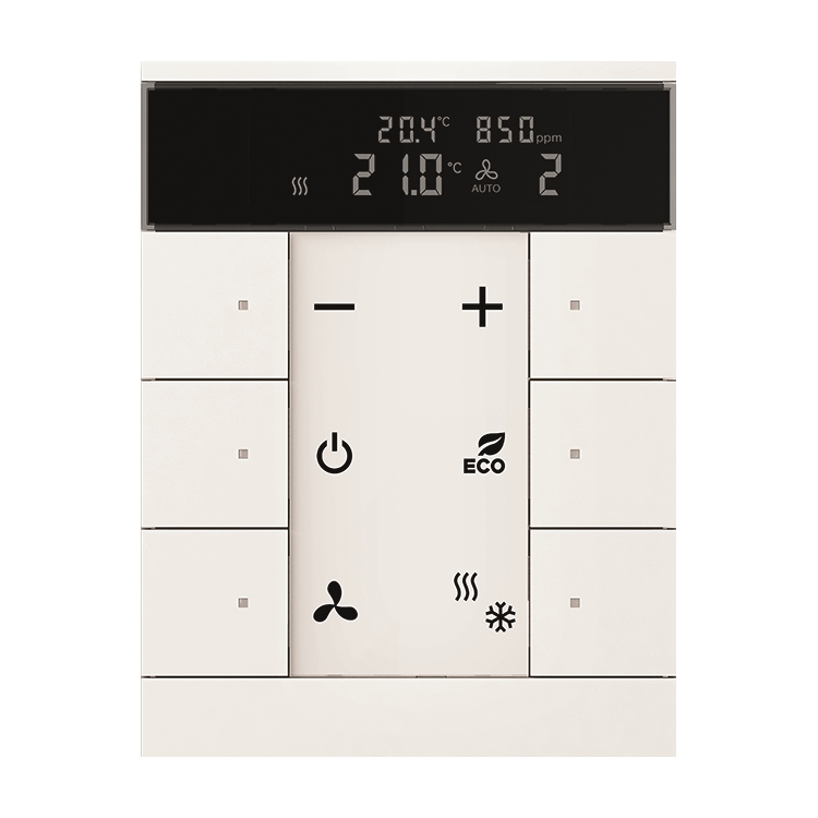 1St. Busch-Jaeger SBC/U6.0.11-84 Raumtemperaturregler mit CO2/Feuchte-Sensor und Bedienfunktion 6-fach, Busch-Tenton Busch-Installationsbus KNX studioweiß