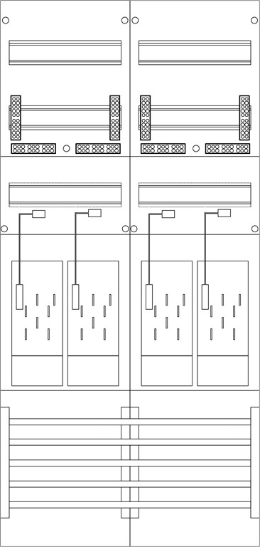 1St. F-Tronic E216DS Zählerfeld 2-feldrig, H=1050mm, 4-eHZ, mit DS, E216DS 7120104