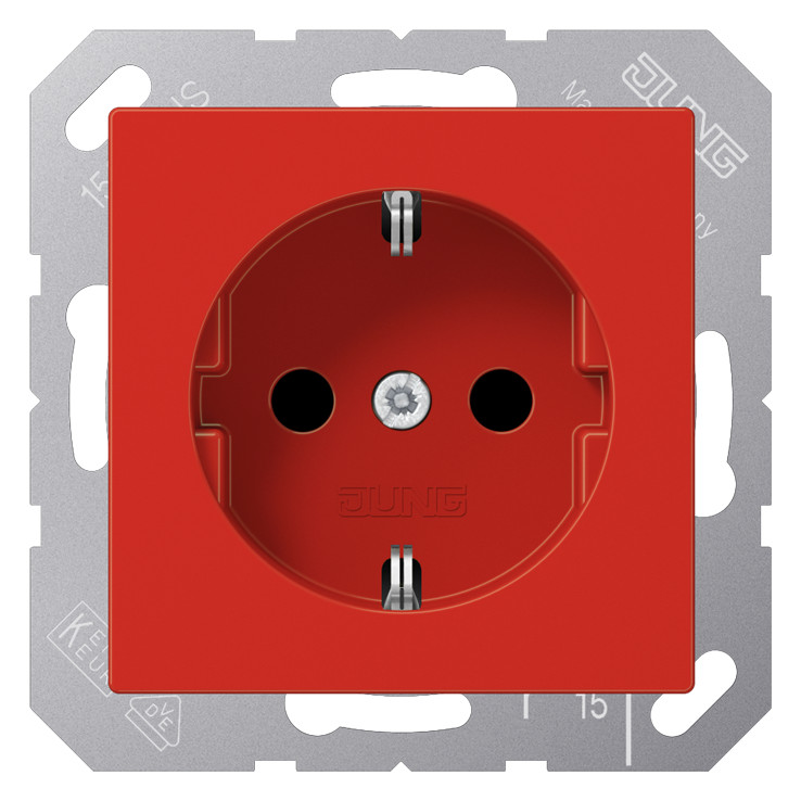 1St. Jung A1520BFKIRT Steckdose mit Berührungsschutz, rot glänzend