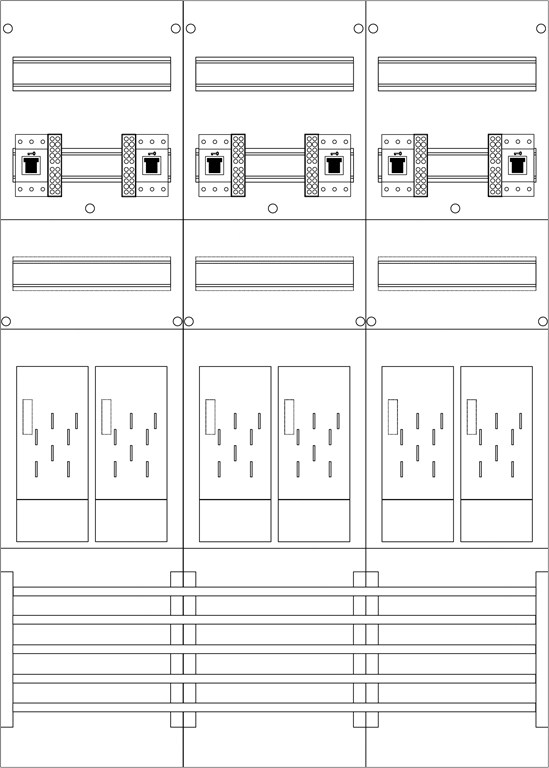 1St. F-Tronic E316-HSS Zählerfeld 3-feldrig, H=1050mm, 6-eHZ, 6 HSS, E316-HSS 7120193