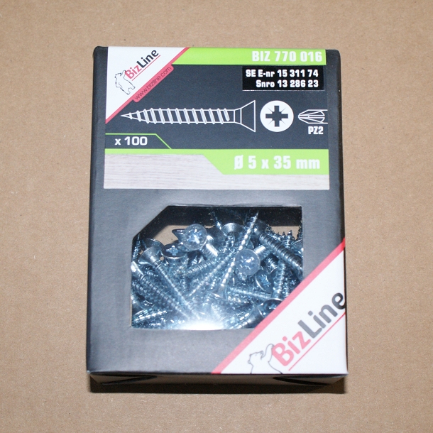 100St. Bizline BIZ 770016 Spanplattenschrauben PZ D: 5x35 mm BIZ770016