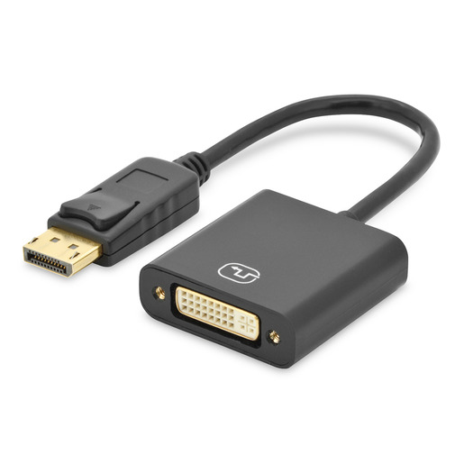 1St. Assmann AK-340401-001-S DisplayPort Adapterkabel, DP - DVI (24+5) St/Bu, 0.15m, m/Verriegelung, DP 1.2 kompatibel, UL, CE, sw