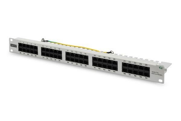 1St. Digitus CAT 3 ISDN Patch Panel, ungeschirmt, 50-Port, lichtgrau