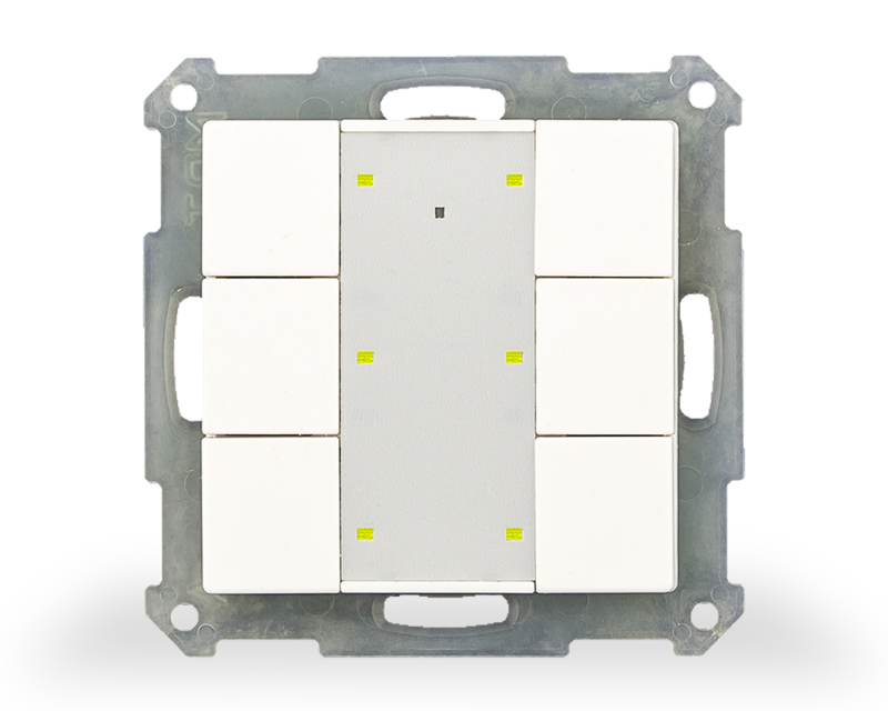 1St. MDT Funk Taster 6-fach RF-TA55A6.01 KNX RF+ mit Aktor LED reinweiß glänzend