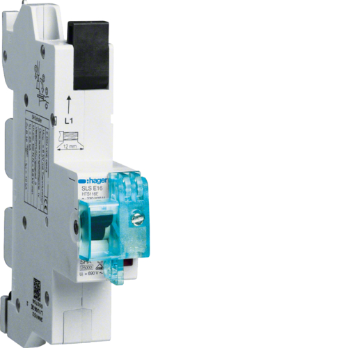 1St. Hager HTS116E SLS-Schalter 1 polig E 16A für Sammelschiene QC