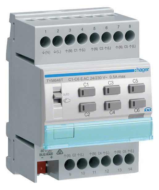 1St. Hager TYM646T Heizungsaktor 6fach KNX 24/230V