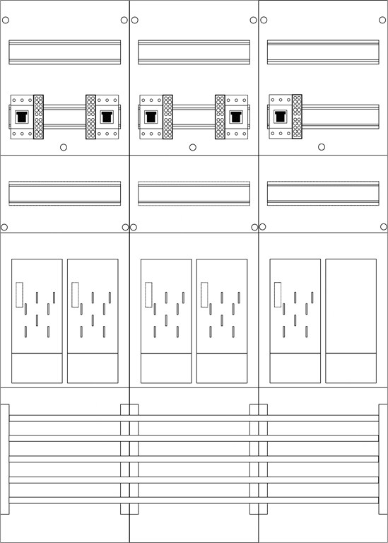 1St. F-Tronic E216ER6-HSP Zählerfeld 3-feldrig, H=1050mm, 5-eHZ, 5 HSP, 1 Res., E216ER6-HSP 7120181