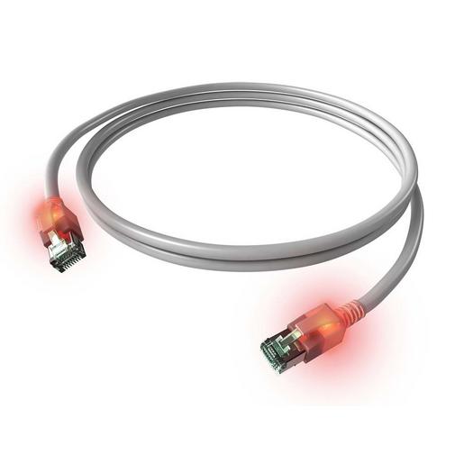 1St. Easylan CS1OAADAD0020 DualBoot LED Patchkabel, Kat. 6A ISO/IEC, geschirmt, grau 2,0m