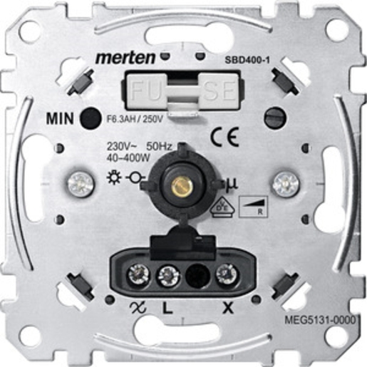 1St. Merten MEG5131-0000 Drehdimmer-Einsatz für ohmsche Last mit Druck-Ausschalter, 40-400 W