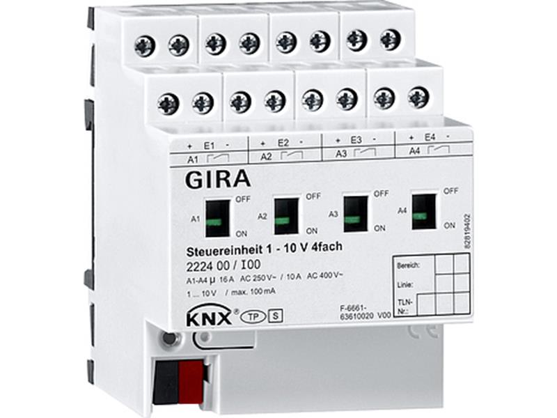 1St. Gira 222400 Steuereinheit 1 - 10 V 4fach Hand KNX 222400