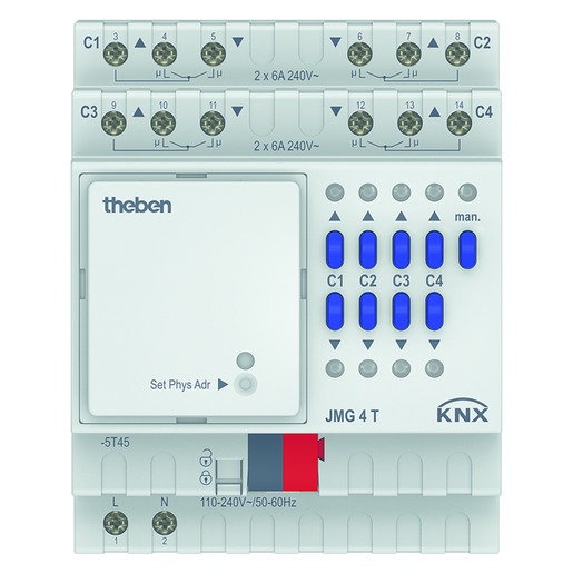 1St. Theben 4930250 KNX Jalousieaktor 4-fach, Grundgerät JMG 4 T KNX