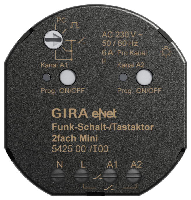 1St. Gira 542500 Funk Schalt Tastaktor Mini 2fach eNet