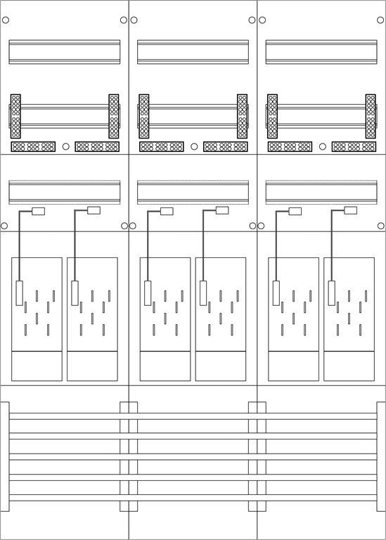 1St. F-Tronic E316DS Zählerfeld 3-feldrig, H=1050mm, 6-eHZ, mit DS, E316DS 7120105