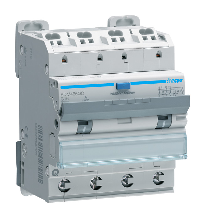 1St. Hager ADM466QC Fehlerstrom-Leitungsschutzschalter 4P 6kA C-16A 30mA A Typ QC/QB