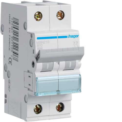 1St. Hager MBN210 Leitungsschutzschalter 2 polig 6kA B 10A 2 Module