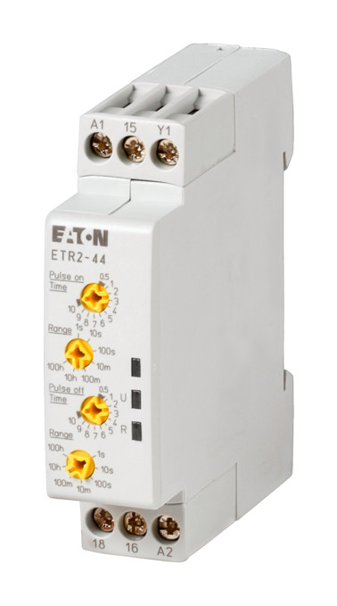 1St. Eaton 262730 Zeitrelais, 0,05 s - 100 h, 24 - 240 V AC 50/60 Hz, 24 - 48 V DC, 1 W, blinkend, 2 Zeiten ETR2-44