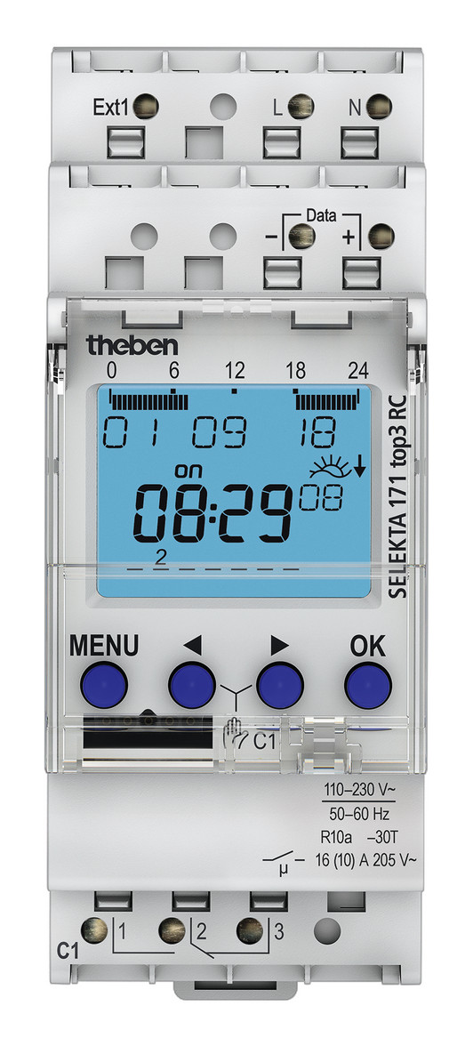 1St. Theben 1710330 Digitale Zeitschaltuhr, Astro- und Wochenprogramm, 1 Kanal, App-Programmierung möglich, DCF oder GPS SELEKTA 171 top3 RC