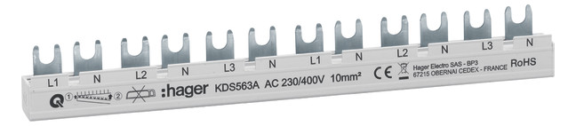 1St. Hager KDS563A Phasenschiene 12M 63A (1PN)x6 QB