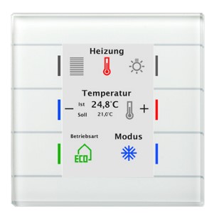 1St. MDT BE-GT2TW.02 Glastaster II Smart mit Farbdisplay und Temperatursensor Weiß