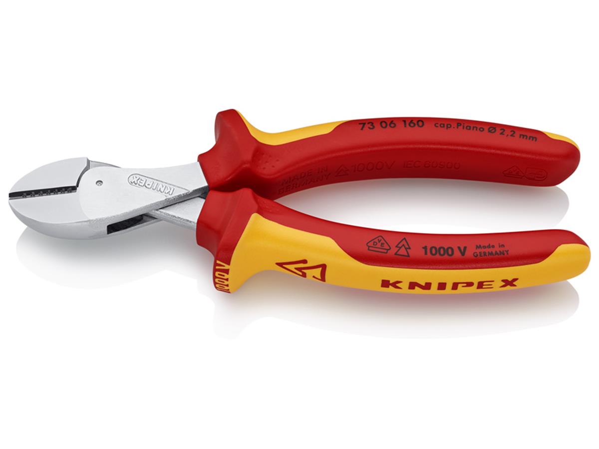 1St. Knipex 73 06 160 X-Cut® VDE Kompaktseitenschneider VDE isoliert, Zange verchromt 160 mm