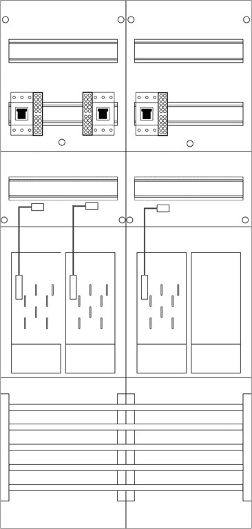 1St. F-Tronic E16ER6DS-HSP Zählerfeld 2-feldrig, H=1050mm, 3-eHZ mit DS, 3 HSP, 1 Res., E16ER6DS-HSP 7120159