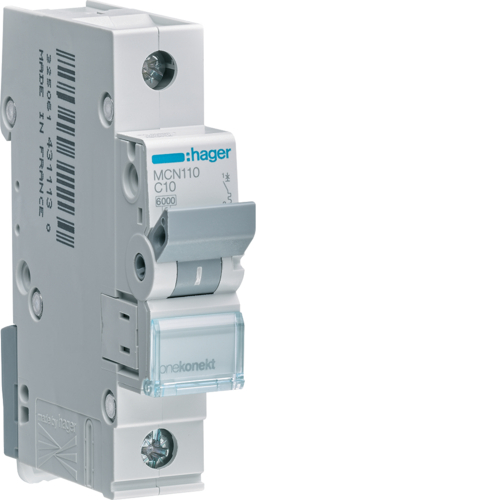 1St. Hager MCN110 Leitungsschutzschalter 1 polig 6kA C 10A 1 Modul