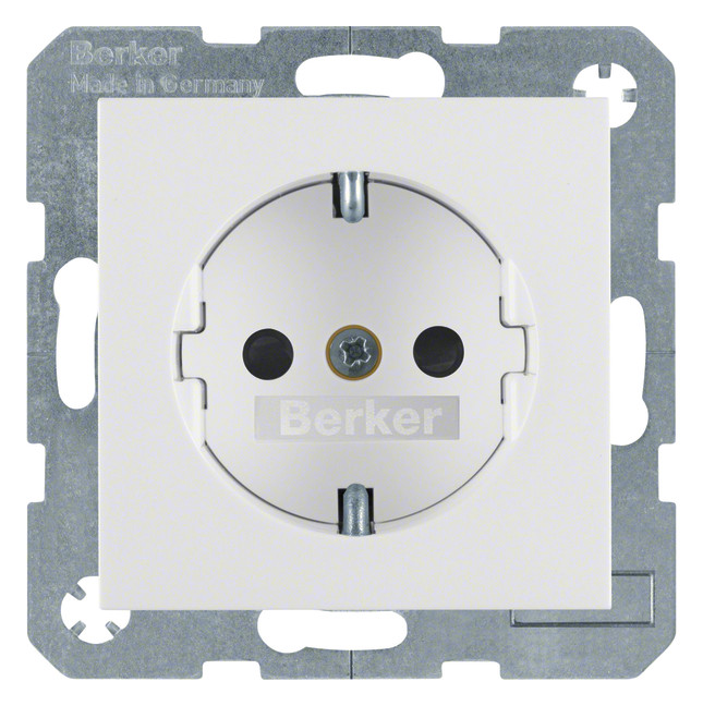 1St. Berker 41238989 Steckdose SCHUKO mit erhöhtem Berührungsschutz S.1 polarweiß, glänzend