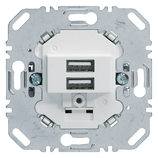 1St. Berker 260209 USB Ladesteckdose 230V 2fach 3.0A eckiger Tragring polarweiß matt