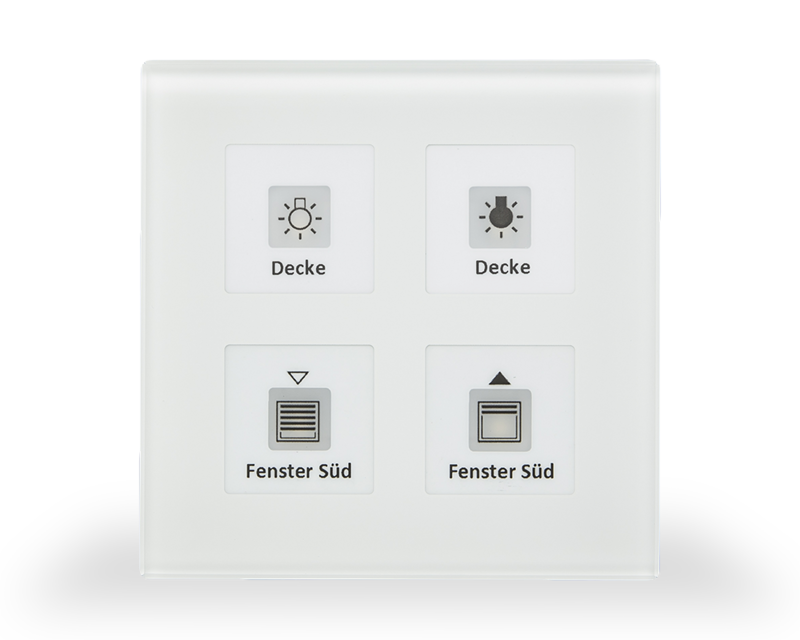 1St. MDT Funk Glastaster 4-fach RF-GTT4W.01 KNX RF+ mit Aktor LED weiß