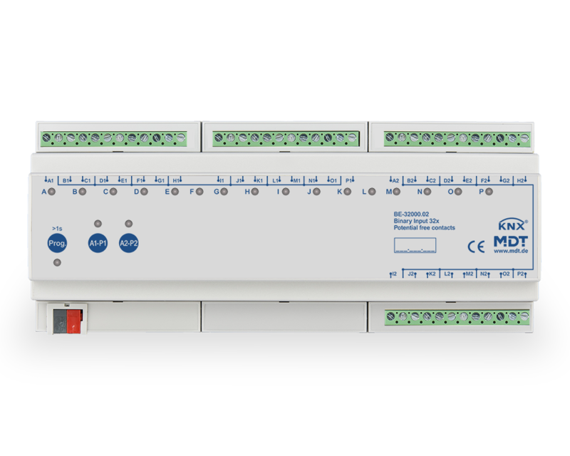 1St. MDT Binäreingang 32-f. REG BE-32000.02 Anschluss potentialfreier Kontakte 12TE