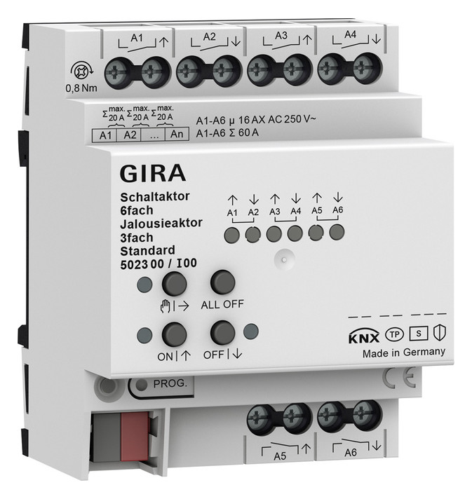 1St. Gira 502300 Schalt-/Jal.aktor 6f/3f 16 A REG Std KNX Secure