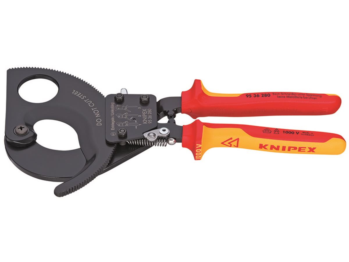 1St. Knipex 95 36 280 Ratschenkabelschneider bis d= 52 mm / 380 mm², VDE-geprüft nach DIN EN 60 900, 1000 V 280 mm