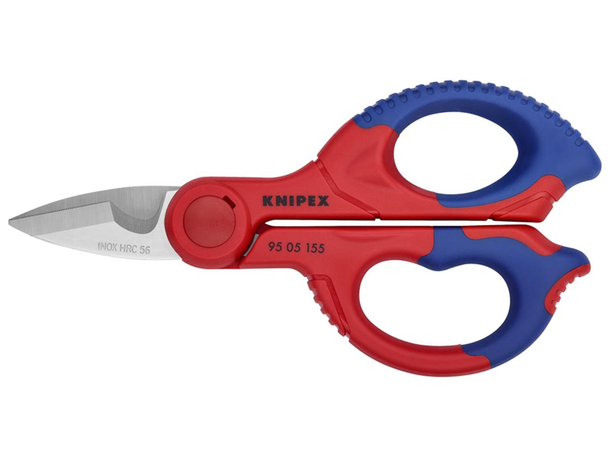 1St. Knipex 95 05 155 SB Elektrikerschere Kopf poliert, mit Gürteltasche 155 mm