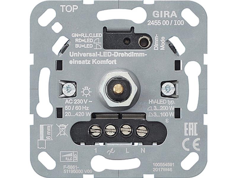 1St. Gira 245500 S3000 Universal-LED-Drehdimmeinsatz Komfort