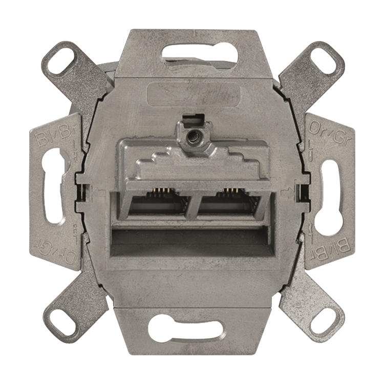 1St. Busch-Jaeger 0218/12-101 UAE-Anschlussdose, RJ45, Cat. 6a iso, geschirmt, 2 Steckbuchsen, 8/8-polig 