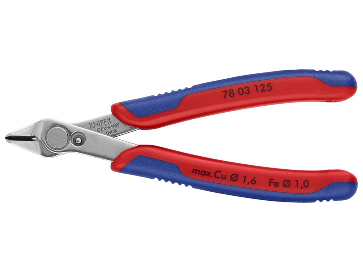 1St. Knipex 78 03 125 Elektronic Super Knips - INOX ohne Drahthalter, mittelharter Draht bis d= 1 mm 125 mm