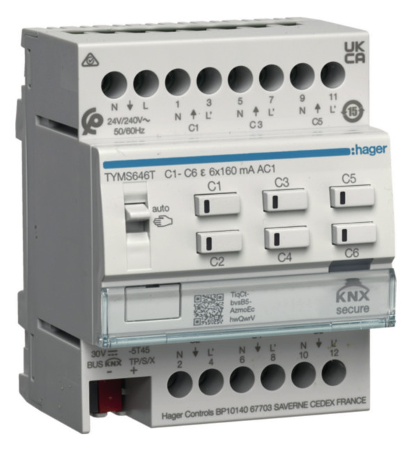 1St. Hager TYMS646T Heiz.-aktor 6f KNX Secure, 24/230V