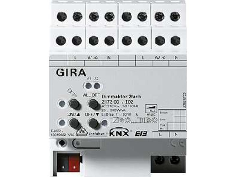 1St. Gira 217200 Universal Dimmaktor 2fach 2x300 W KNX EIB REG