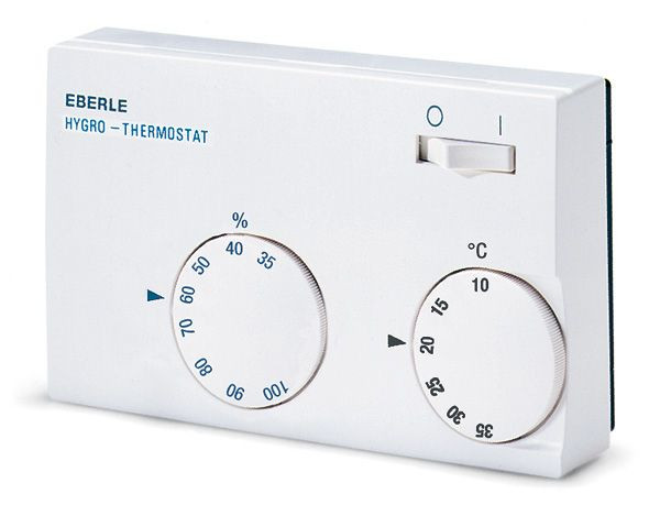 1St. Eberle HYG-E 7001 Hygrothermostat, 10-35C, 35-100%, AC 230V/24V, 1We, 10/5 A, AC 24-230V 119790191100