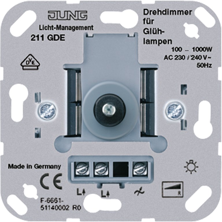 1St. Jung 211GDE Drehdimmer mit Druck-wechselschalter 211 GDE