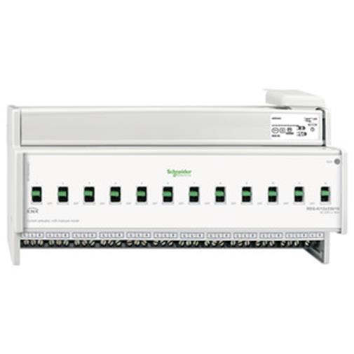 1St. Schneider Electric MTN648493 Schaltaktor REG-K/12x230/16 mit Handbetätigung, lichtgrau